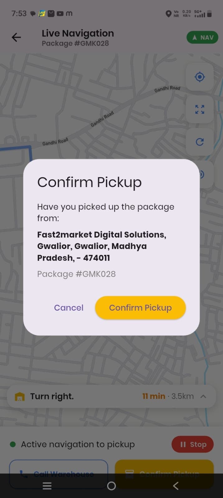 GMKart Captain app — live navigation